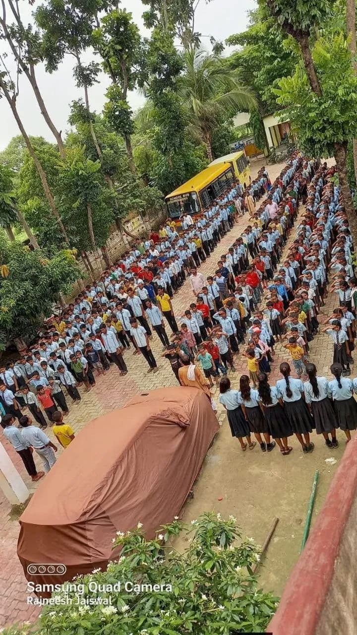 Students in morning prayer activity